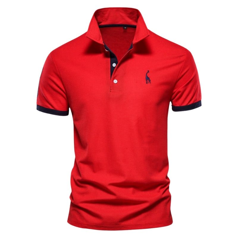 Ethan – Slanke Pasvorm Poloshirt met Knoopkraag en Korte Mouwen
