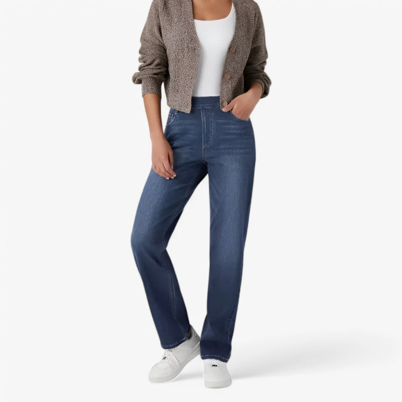 Eva - Elegante broek Met hoge taille en geplooide voorkant