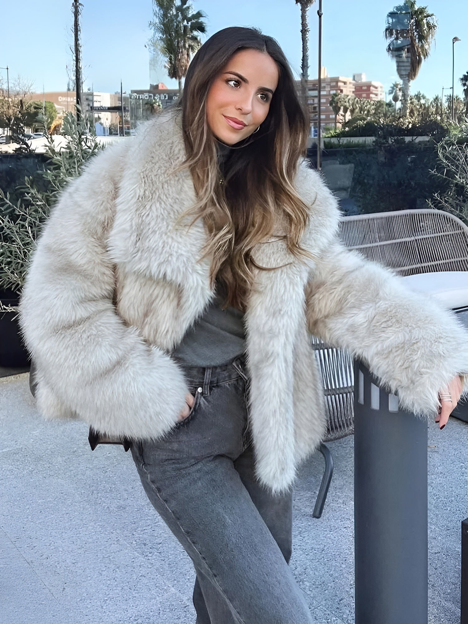 Lila - Gezellige oversized jas met sjaalkraag