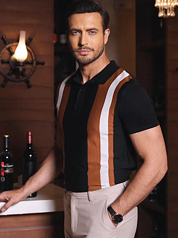 Orion - Gestreept poloshirt met korte mouwen en knoopsluiting