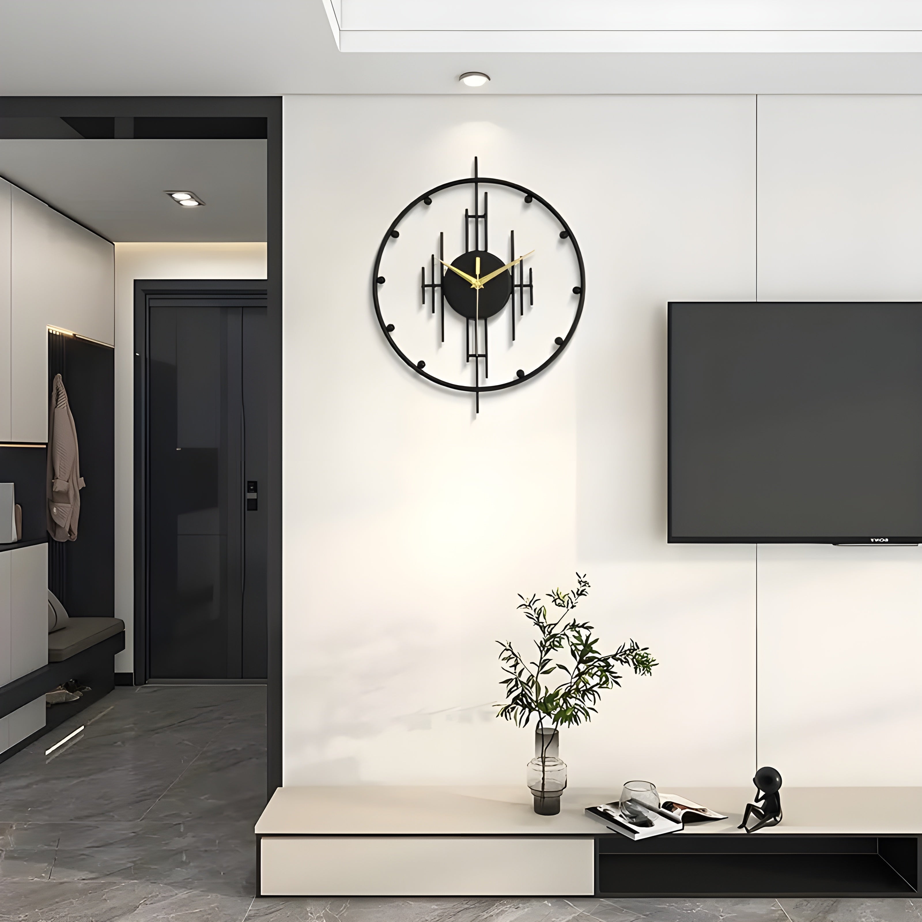 TimeNest - Stille wandklok met glad rond frame en stil tikken voor moderne interieurs