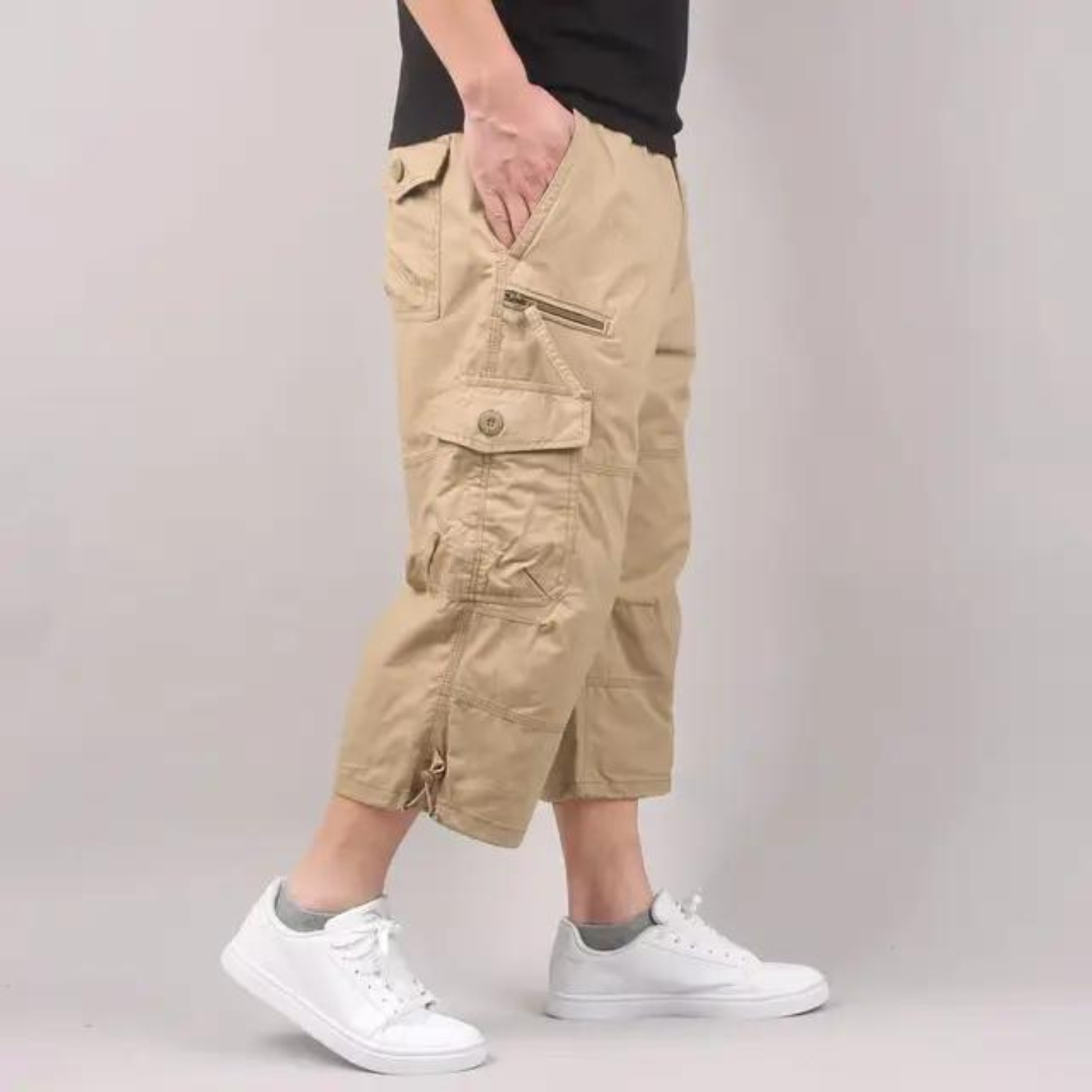 Adrian - Relaxed Lange Cargo Short met Ademend Comfort en Functionele Zakken
