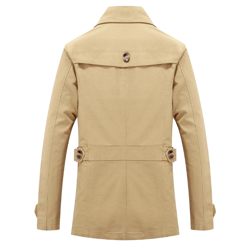 Easton - Lange trenchcoat met knoopsluiting en meerdere zakken