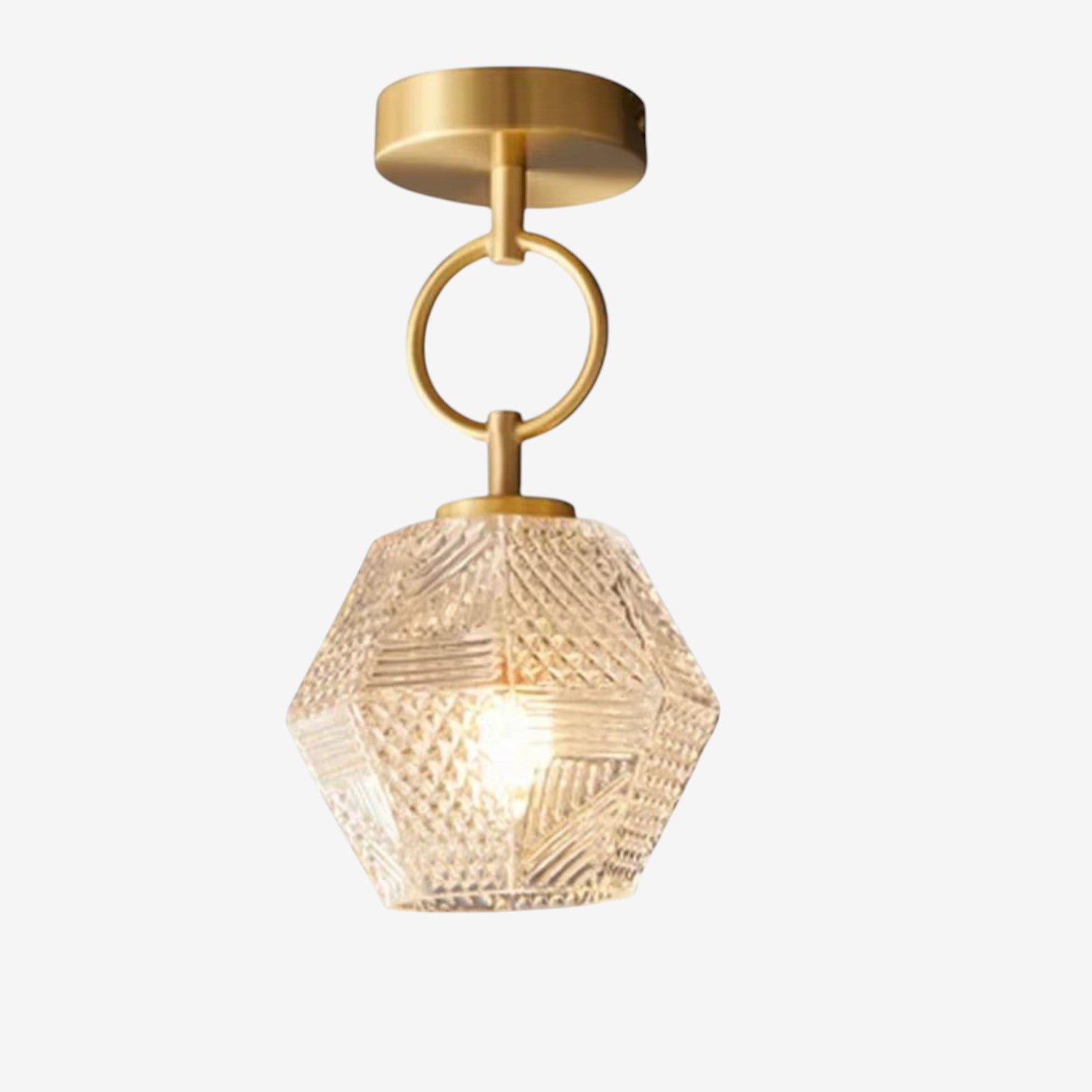 LumiDeco – Plafondlamp van Messing en Glas met Diamantslijp Ontwerp