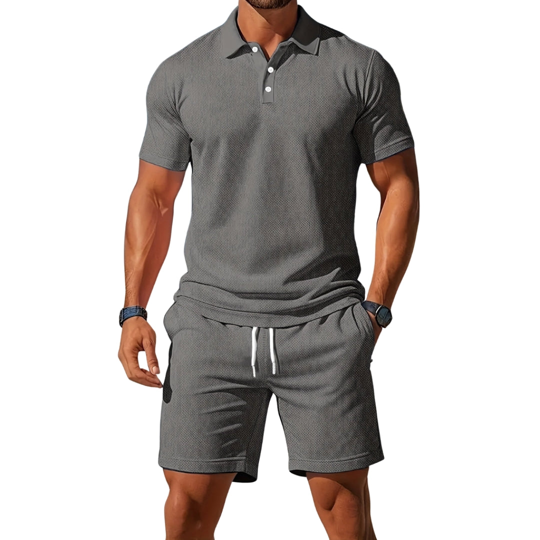 Leo - Set met Poloshirt met Korte Mouwen en Short met Verstelbare Taille