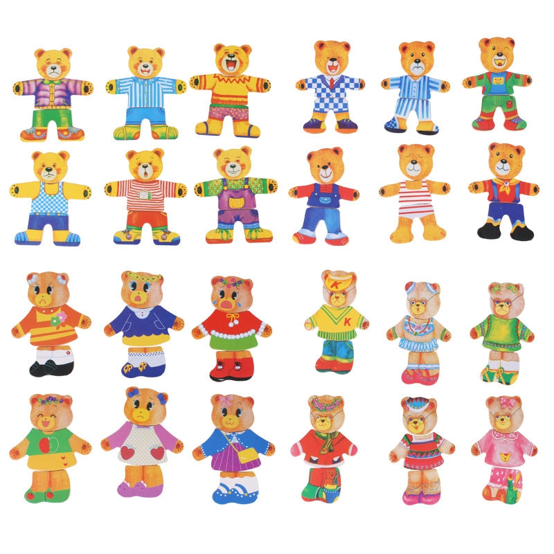BearDrobe – Houten aankleedpuzzelset voor kinderen met verwisselbare outfitstukken