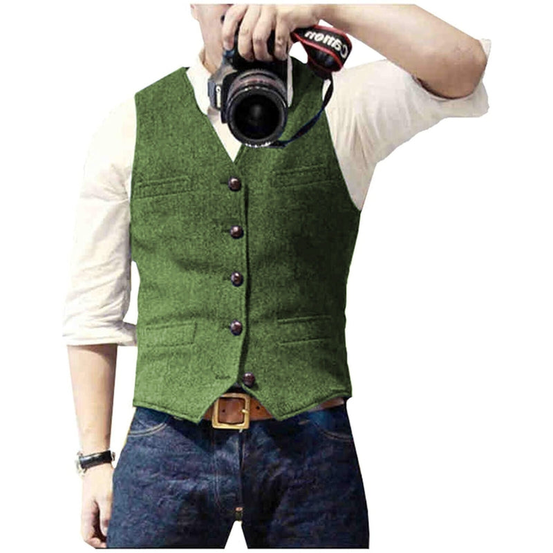 Victor –Klassieke V-hals Vest met knoopsluiting en zakken