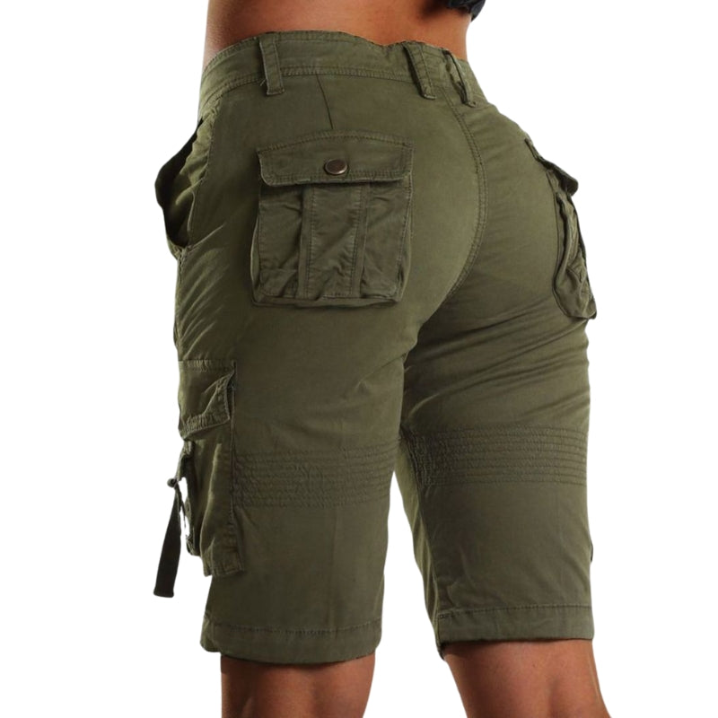 Lena – Dames Flex Cargo Shorts met Verstelbare Taille en Opbergzakken