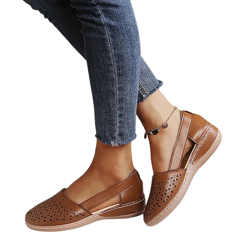 Kylie - Wedge Schoenen met Cut Out Ontwerp en Ronde Teen
