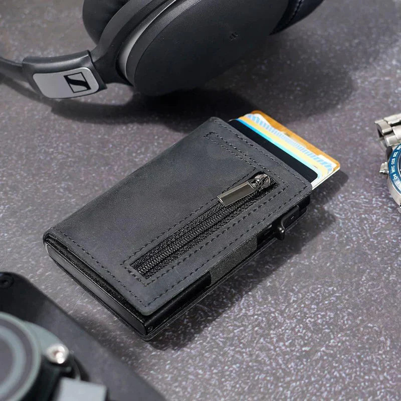 VaultLock – Slanke portemonnee met schuifmechanisme en RFID-bescherming