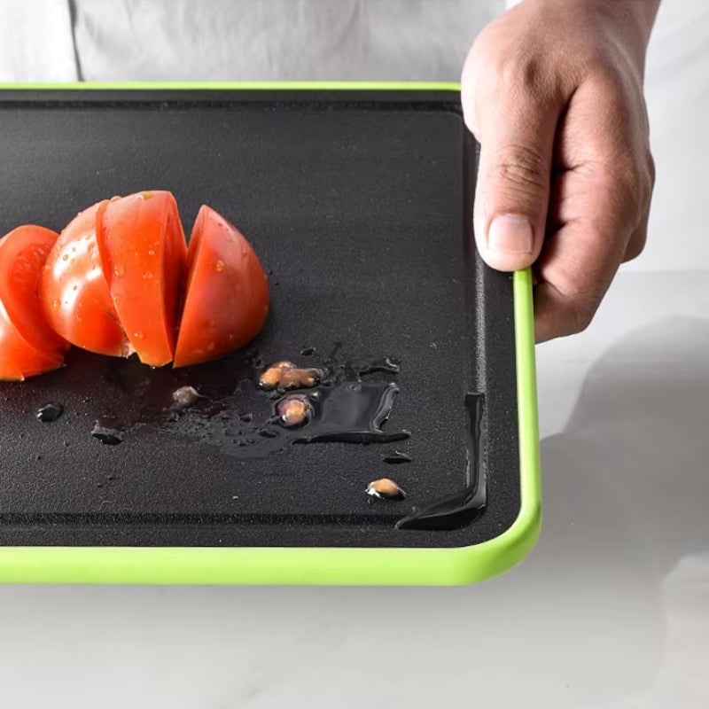 KitchenEdge - Dubbelzijdige Snijplank met Messenslijper en Knoflookpers