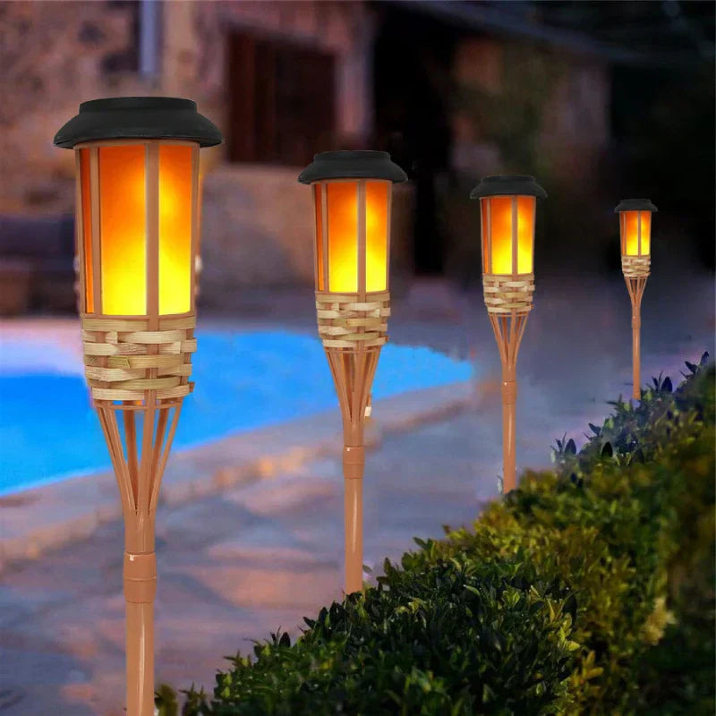SunFlare – Set van 5 Zonnelampen in Fakkelstijl met Vlam-Effect LED en Weerbestendig Ontwerp