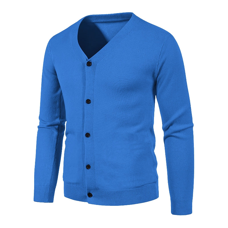 Anthony – Vest met lange mouwen V hals en knoopsluiting