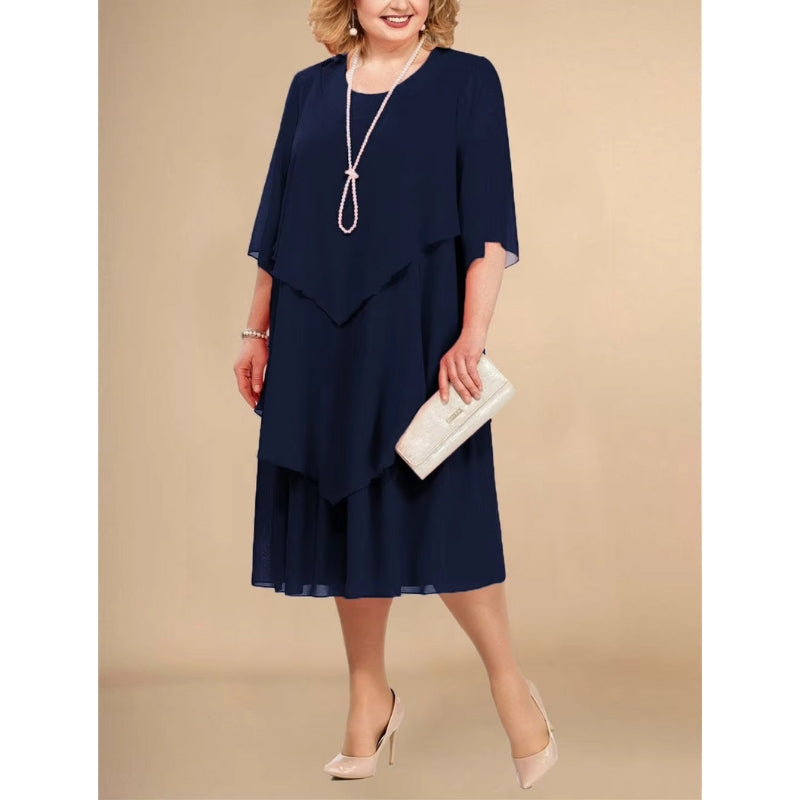 Hazel - Chiffon jurk met ronde hals en modern design
