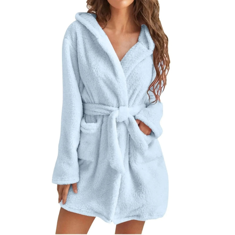 Lily - Stijlvolle fleece badjas met lange mouwen en zijzakken