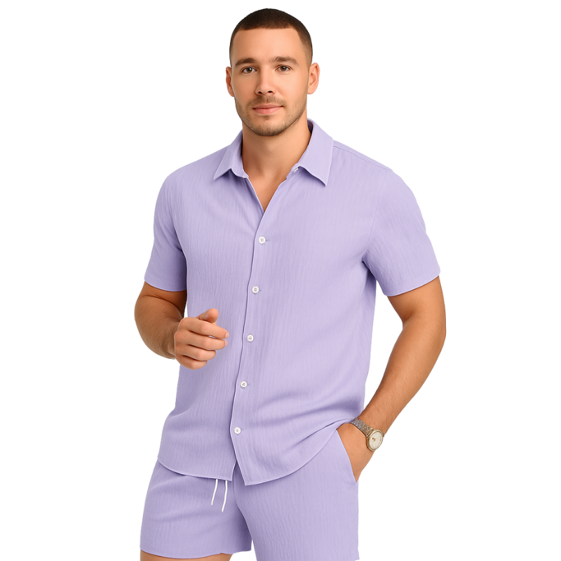 Randy – Korte Mouwen Overhemd met Bijpassende Shorts 2delige Set