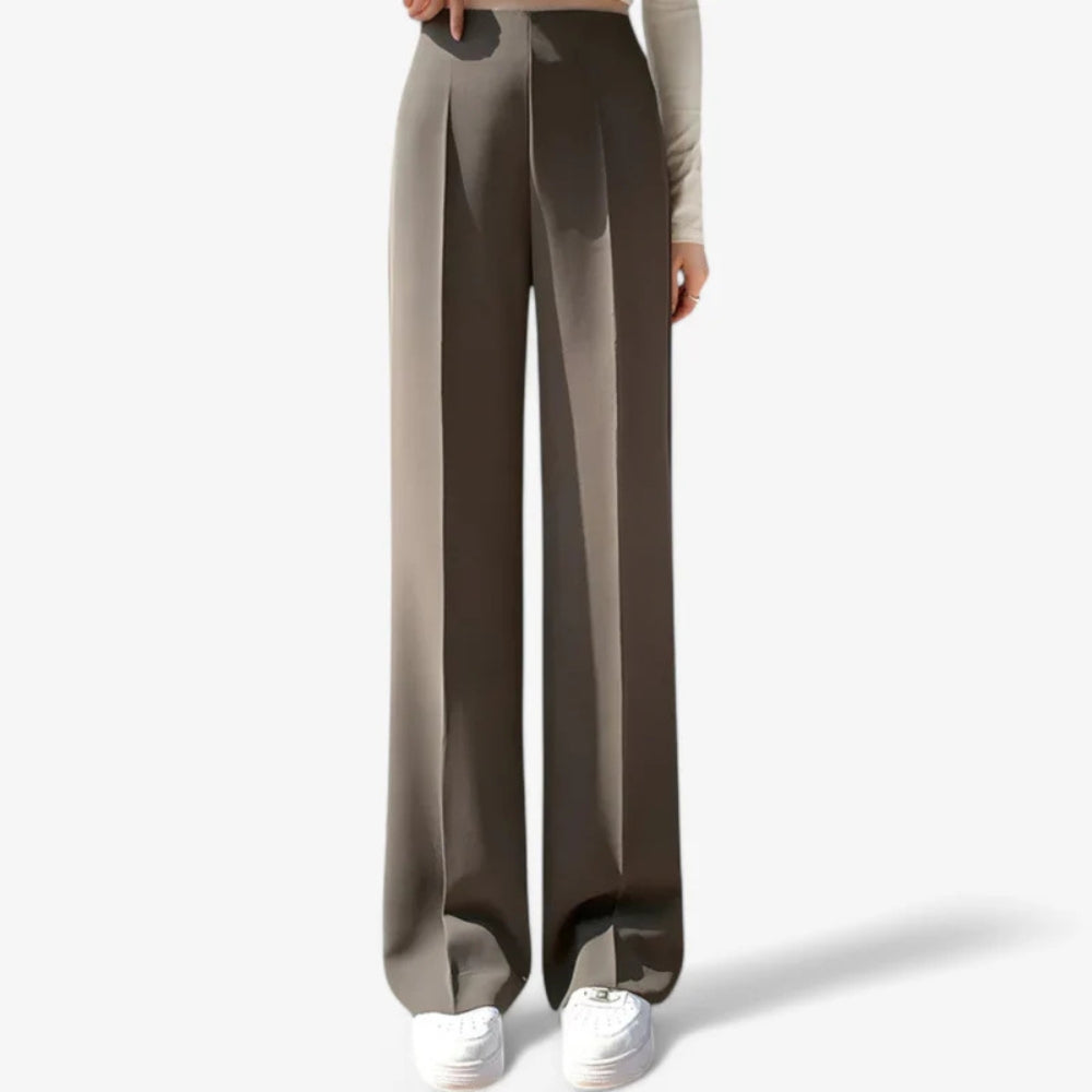 Eva - Elegante pantalon met hoge taille en geplooide voorkant