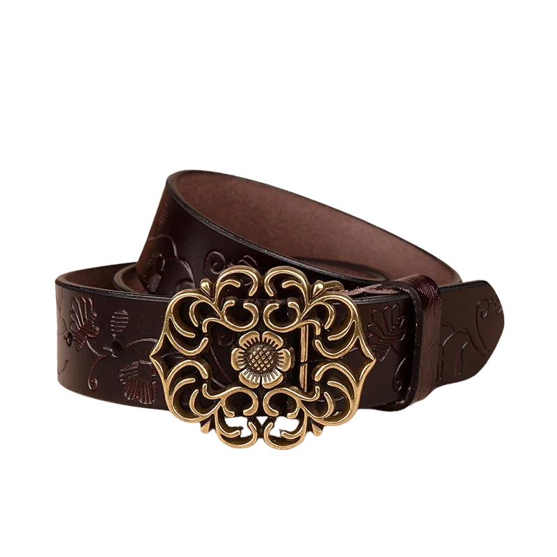 Eliana - Zonnebloemprint riem met vintage gesp