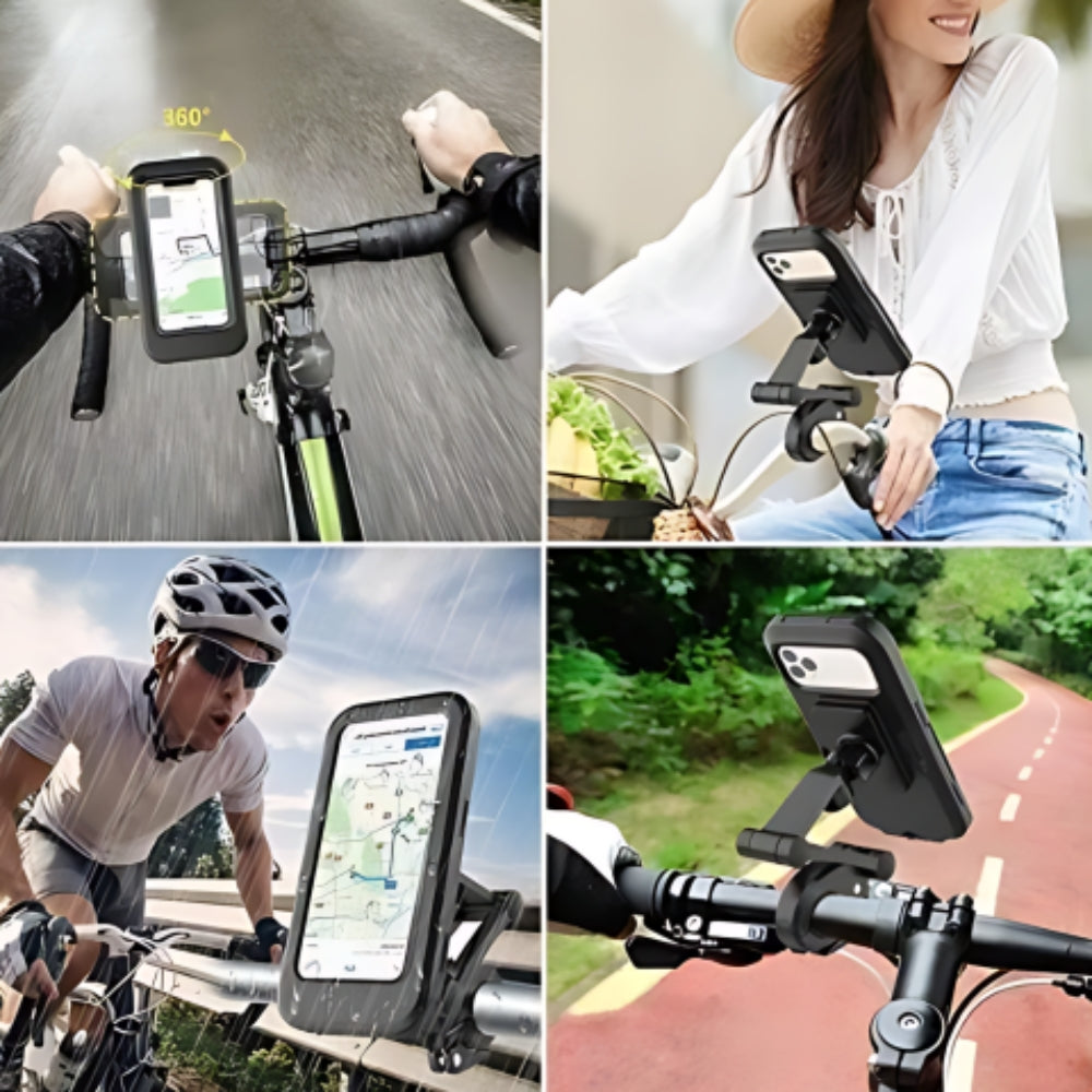 GearHold - Waterdichte GPS-telefoonhouder met 360° zicht en veilige stuurbevestiging