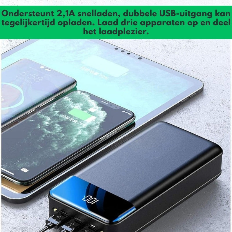 VoltEdge – Hoger Capaciteit Powerbank met Drie Poorten Snelle Oplading en LED Display