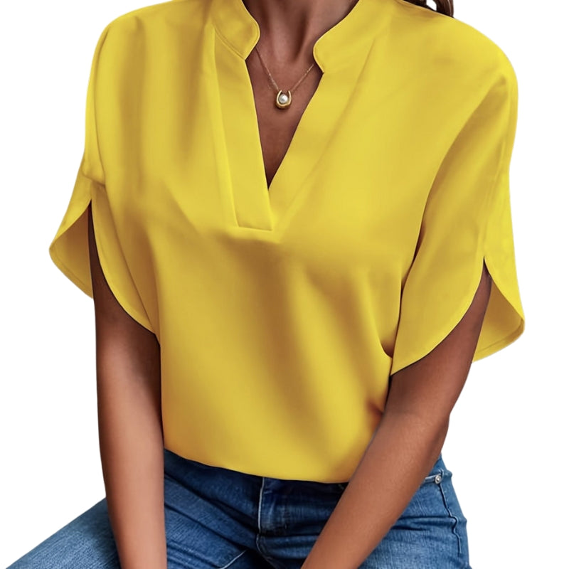 Audrey - V Hals Blouse met Korte Mouwen
