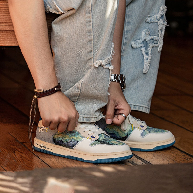 Paul – Sneakers met bedrukte platte zool en ronde teen