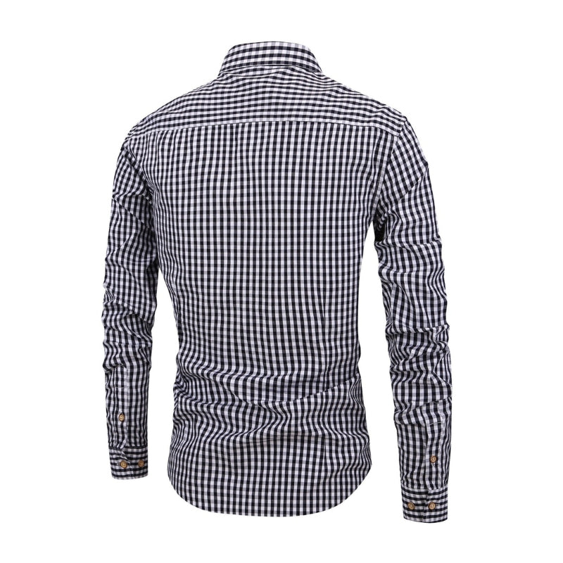 Ethan – Heren Overhemd met Lange Mouwen, Button-Down Kraag en Gingham Ruitpatroon