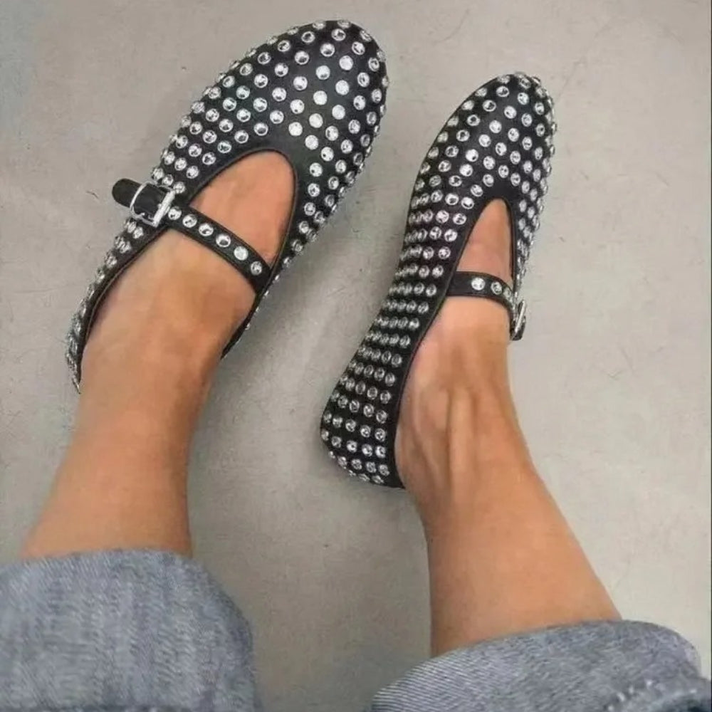 Zaria – Chique flats met mini verstelbare band en gesp aan de zijkant