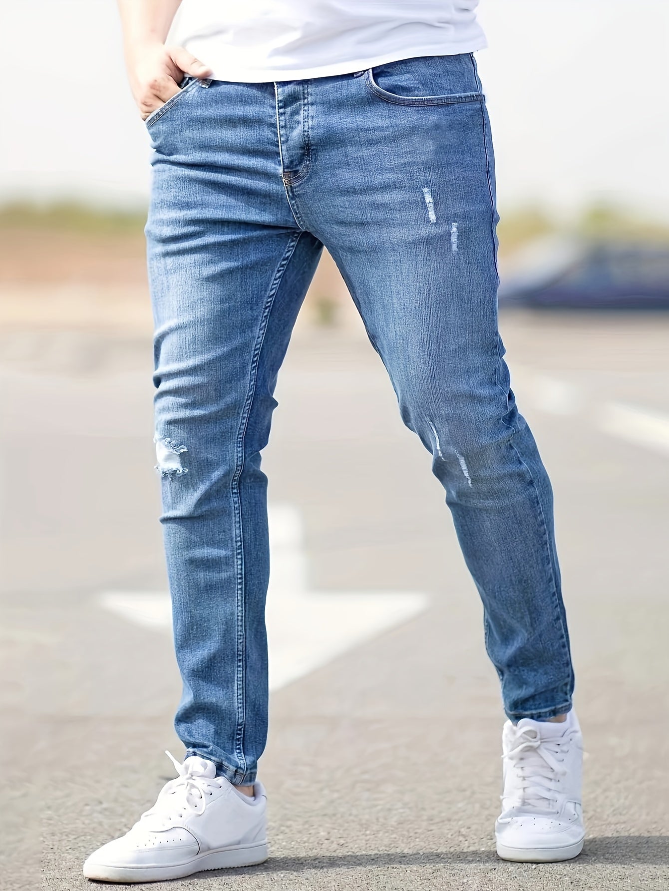Pepijn - Medium Stretch Denim Jeans met Gescheurd Detail voor Trendy Looks
