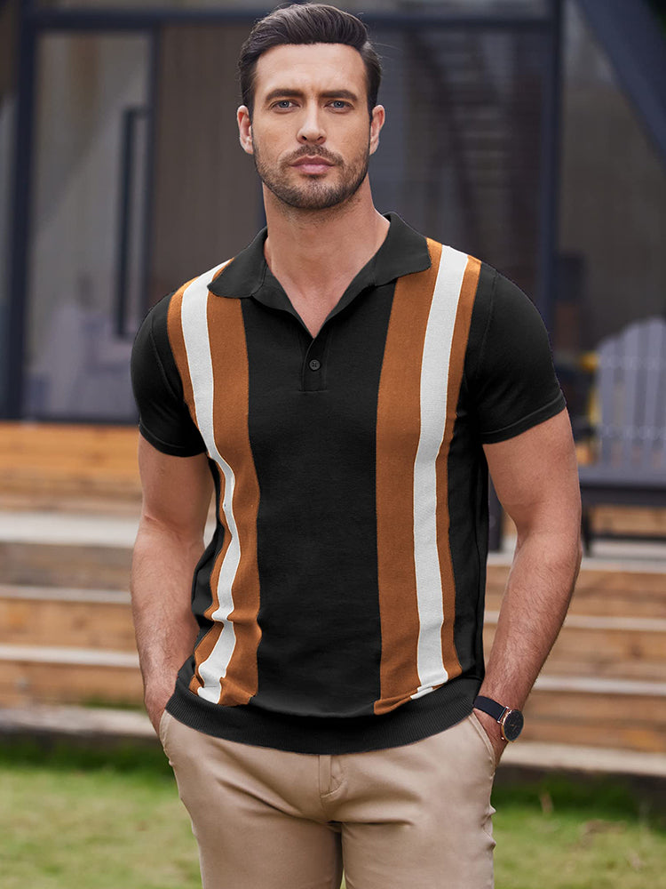 Orion - Gestreept poloshirt met korte mouwen en knoopsluiting
