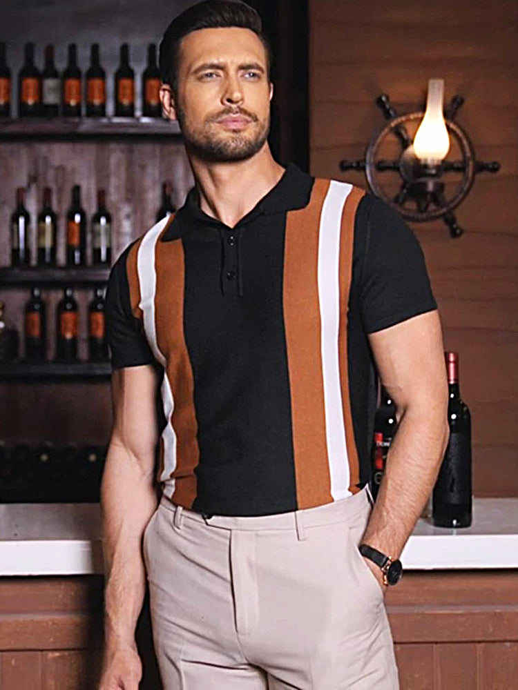 Orion - Gestreept poloshirt met korte mouwen en knoopsluiting