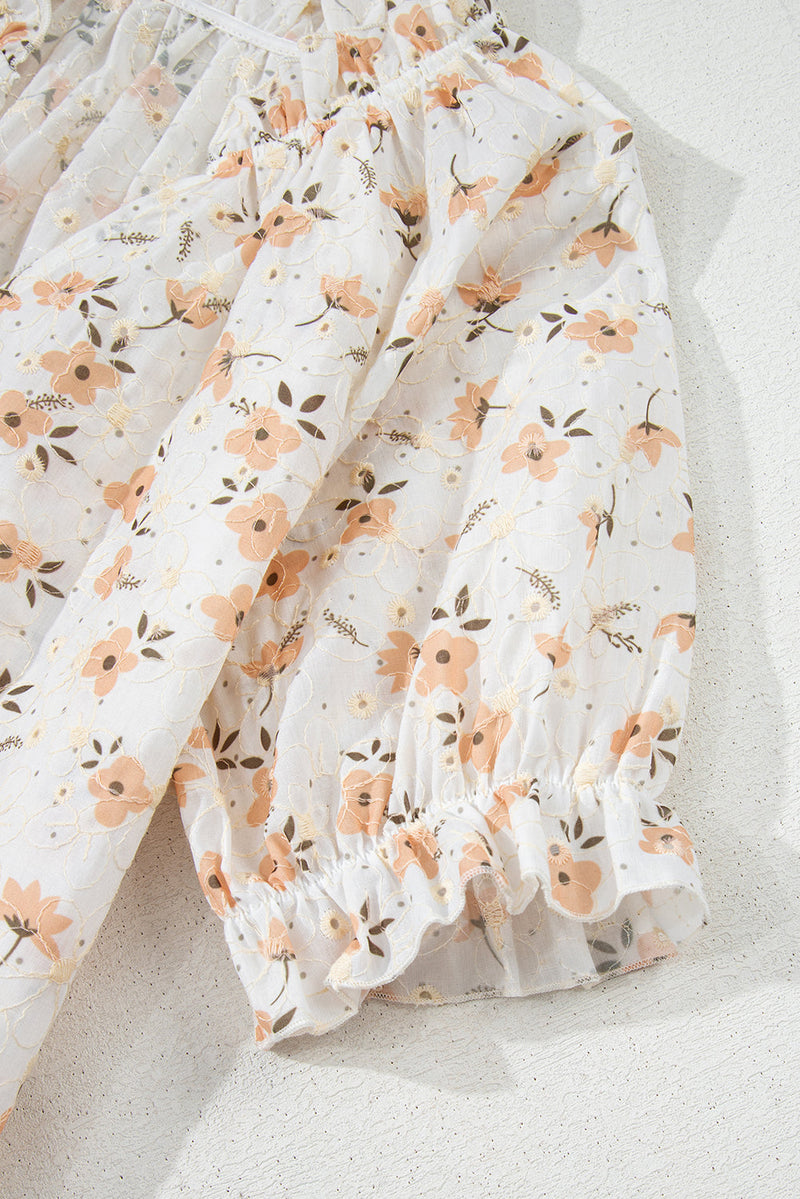 Anna - Elegante V-hals Blouse met Bloemenprint