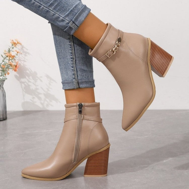 Scarlett - Chic Puntige Teen Enkellaarsjes met Chunky Blokhak