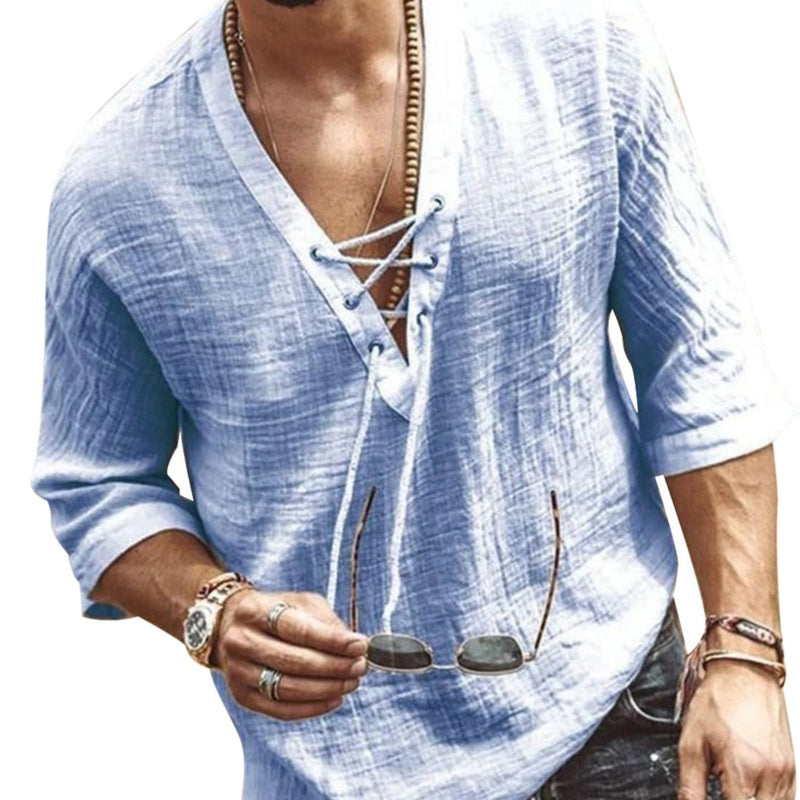 Kay – Relaxed shirt met open halslijn en lange mouwen