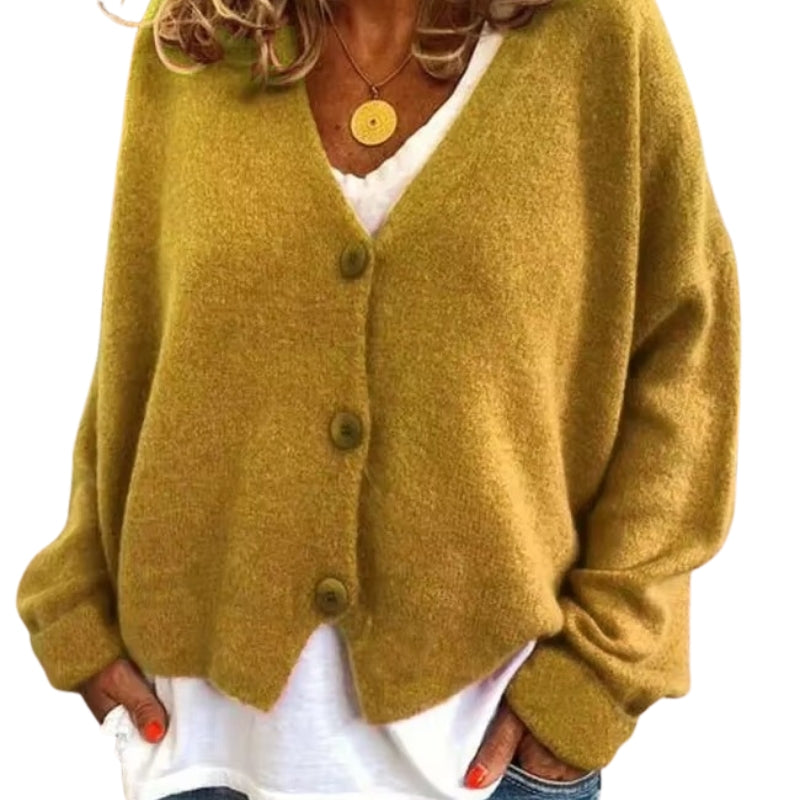 Clara – Stijlvol Cardigan met lange mouwen en knopen Voorkant