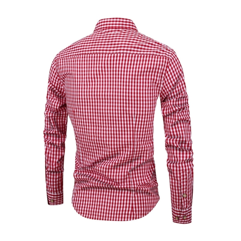 Ethan – Heren Overhemd met Lange Mouwen, Button-Down Kraag en Gingham Ruitpatroon