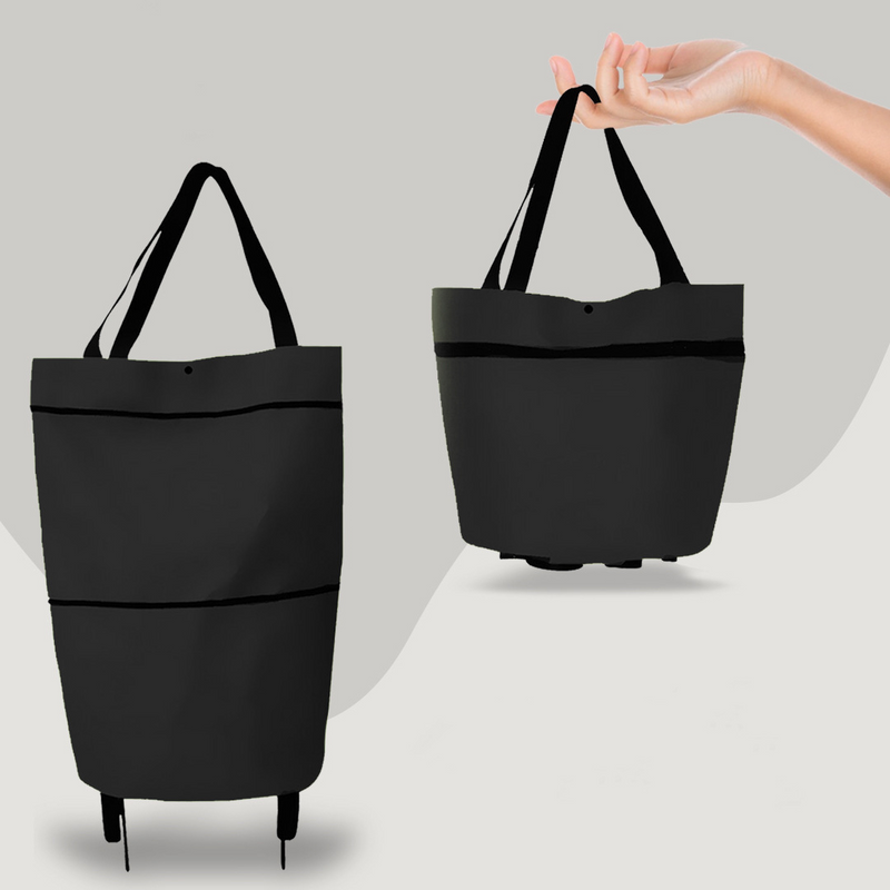 TrollyTote - Opvouwbare boodschappentrolley met omvormbare wielbasis en compacte draagstijl