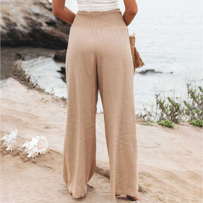 Emma - Stijlvolle wijde broek met hoge taille en steekzakken