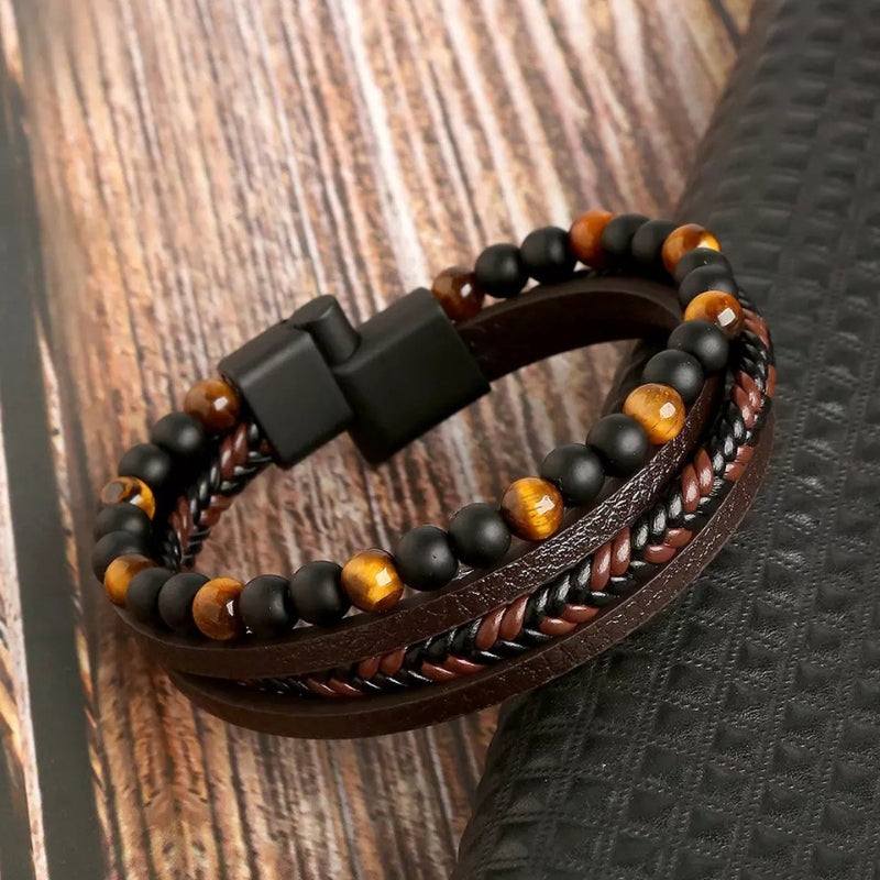 Sebastian – 4 delige Armbandset met Parelband en Magneetsluiting