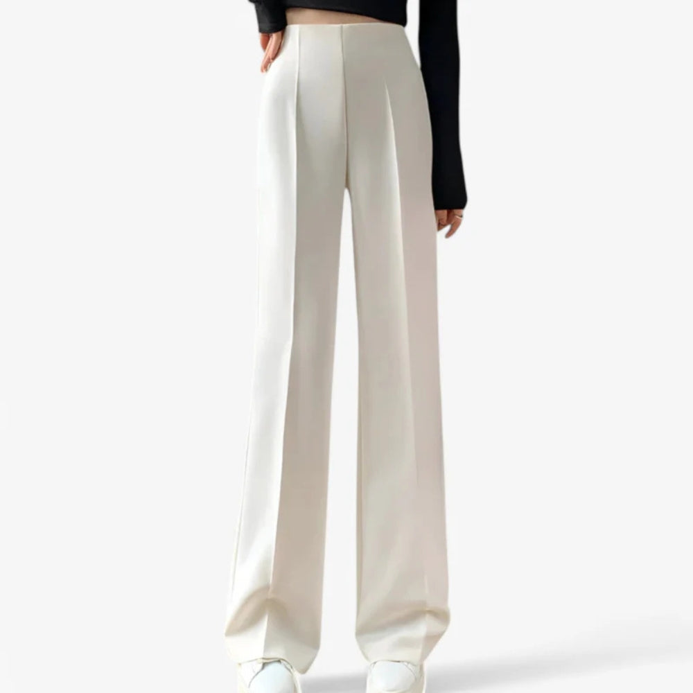Eva - Elegante pantalon met hoge taille en geplooide voorkant