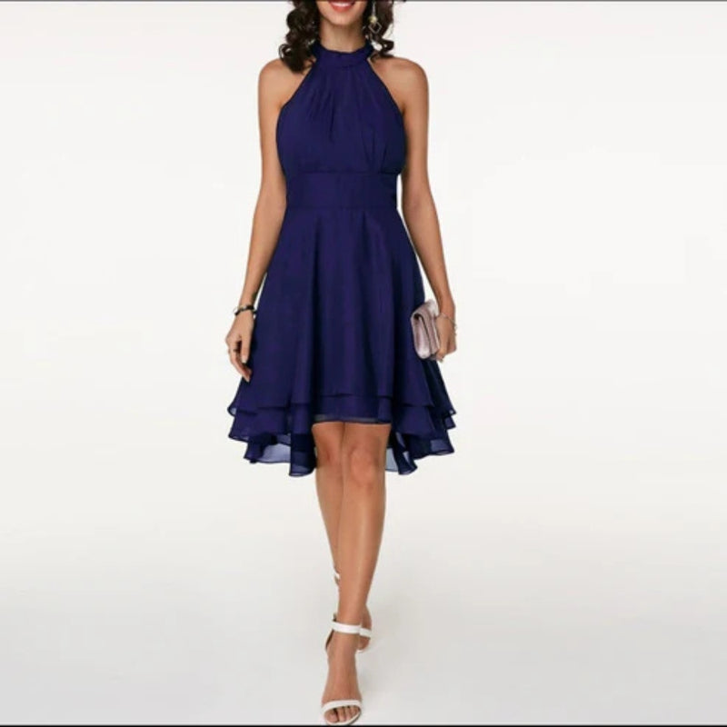 Julia – Elegante zwierige jurk met halterhalslijn en comfortabele pasvorm