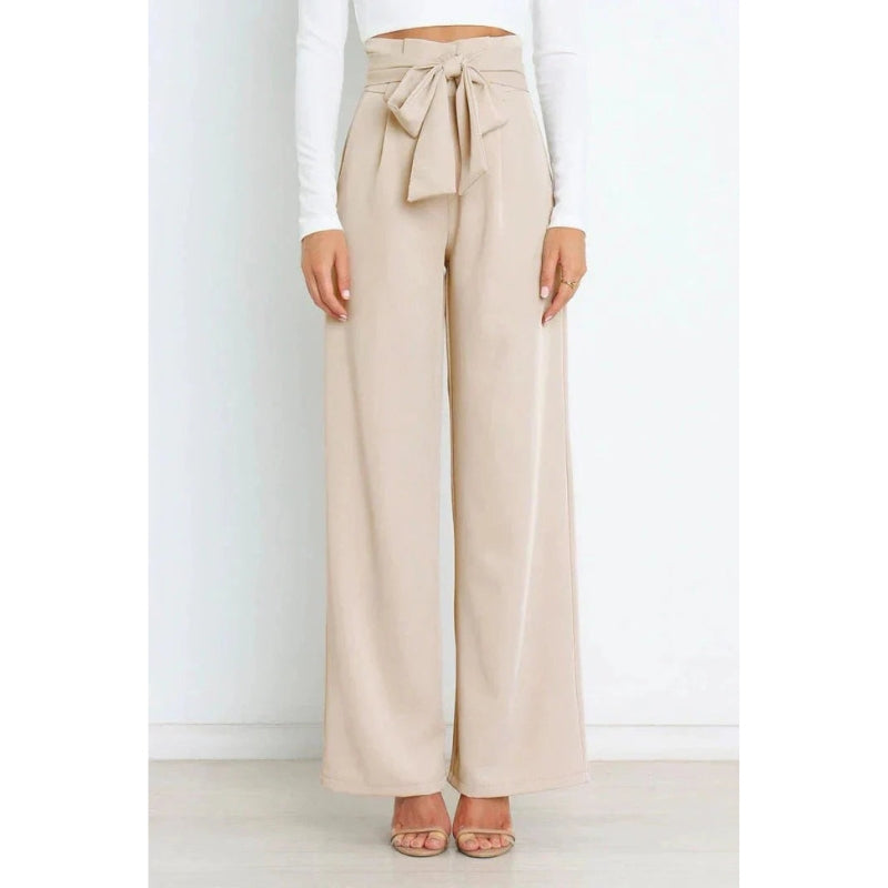 Isla - Chique wijde broek met hoge taille en stijlvolle strik