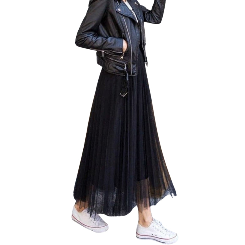 Elara - Mid Calf Rok met Hoge Taille en A Lijn Silhouet