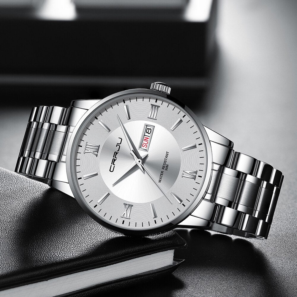 Ethan – Strak horloge met meerdere wijzerplaten, sportieve wijzerplaat en gepolijste verstelbare band