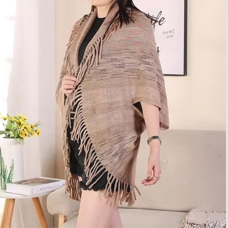 Maya - Cardigan Cape Sjaal met Kwastjes Ontwerp