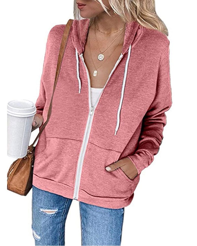 Tereza - Lichtgewicht Hoodie met ritssluiting en capuchon met trekkoord