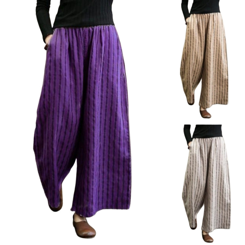 Raya – Wijde pijpen Gestreepte broek met zijzakken en relaxte pasvorm