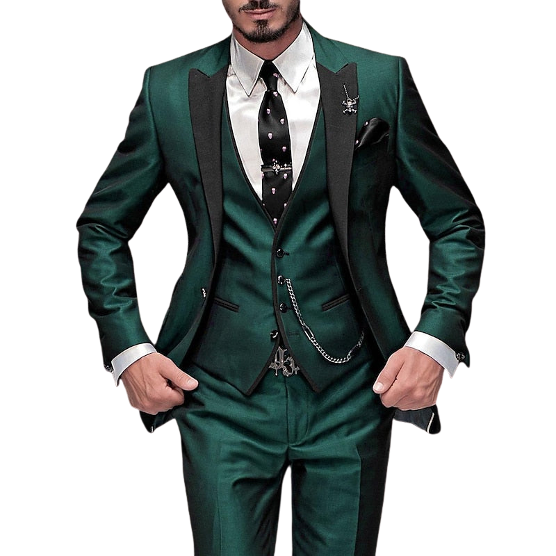 Leon – Driedelig Herenpak met Revers Blazer, Gilet en Tailored Broek
