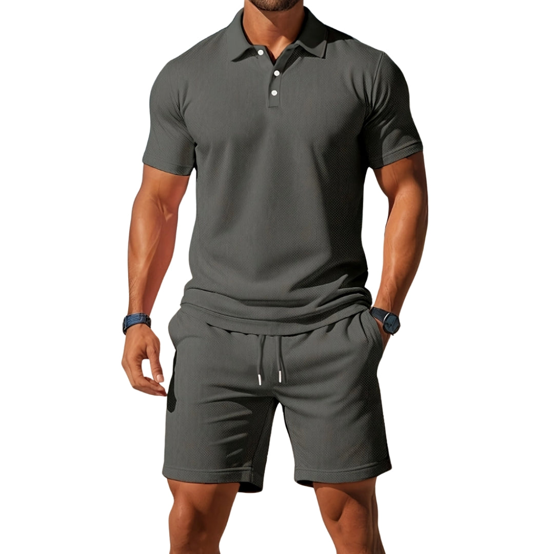 Leo - Set met Poloshirt met Korte Mouwen en Short met Verstelbare Taille