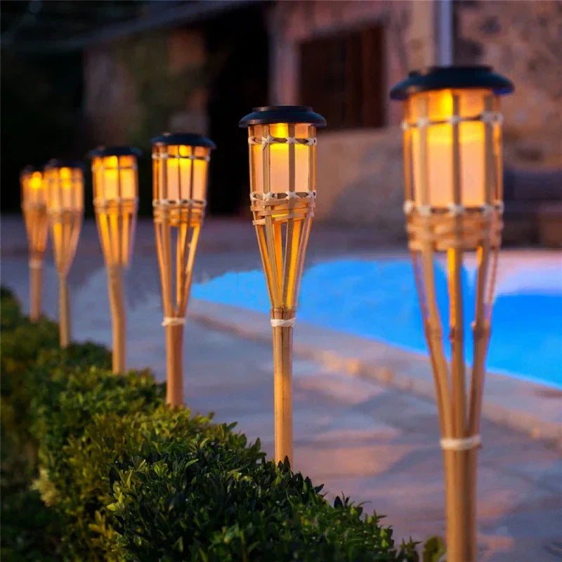 SunFlare – Set van 5 Zonnelampen in Fakkelstijl met Vlam-Effect LED en Weerbestendig Ontwerp